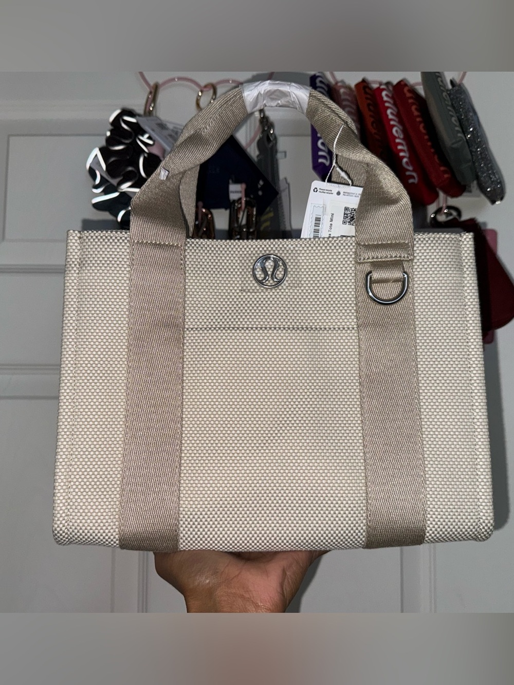 lululemon athletica Beige Canvas Tote with Webbing Straps